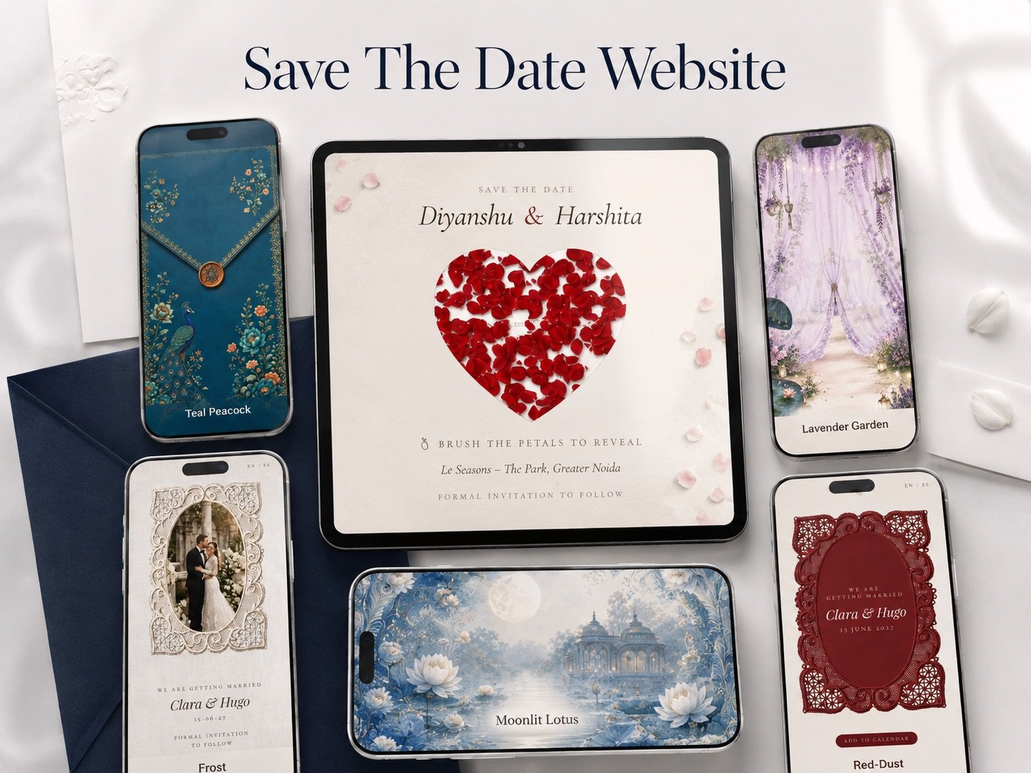 Save the Date website previews across devices