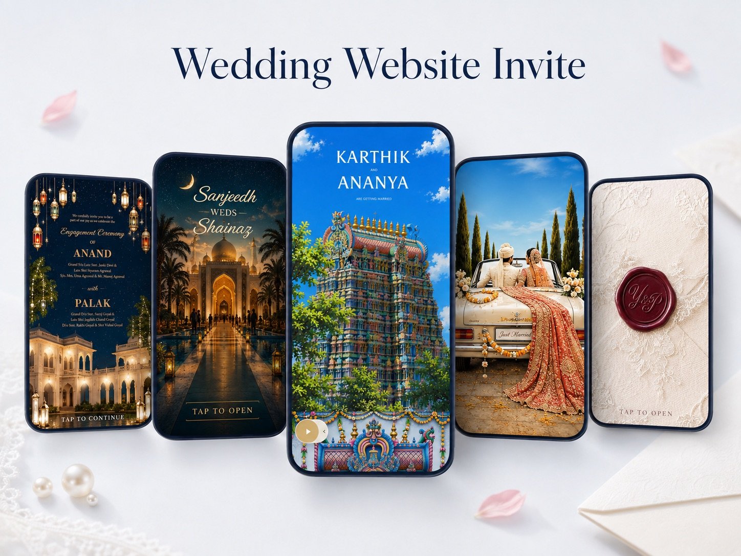 Collection of LoveSolutions wedding website invitations